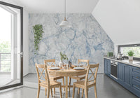 Fotomurale con texture di venature di marmo blu freddo