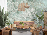 Wandbild mit botanischem Blumenmuster in sattem Salbei- und Olivgrün
