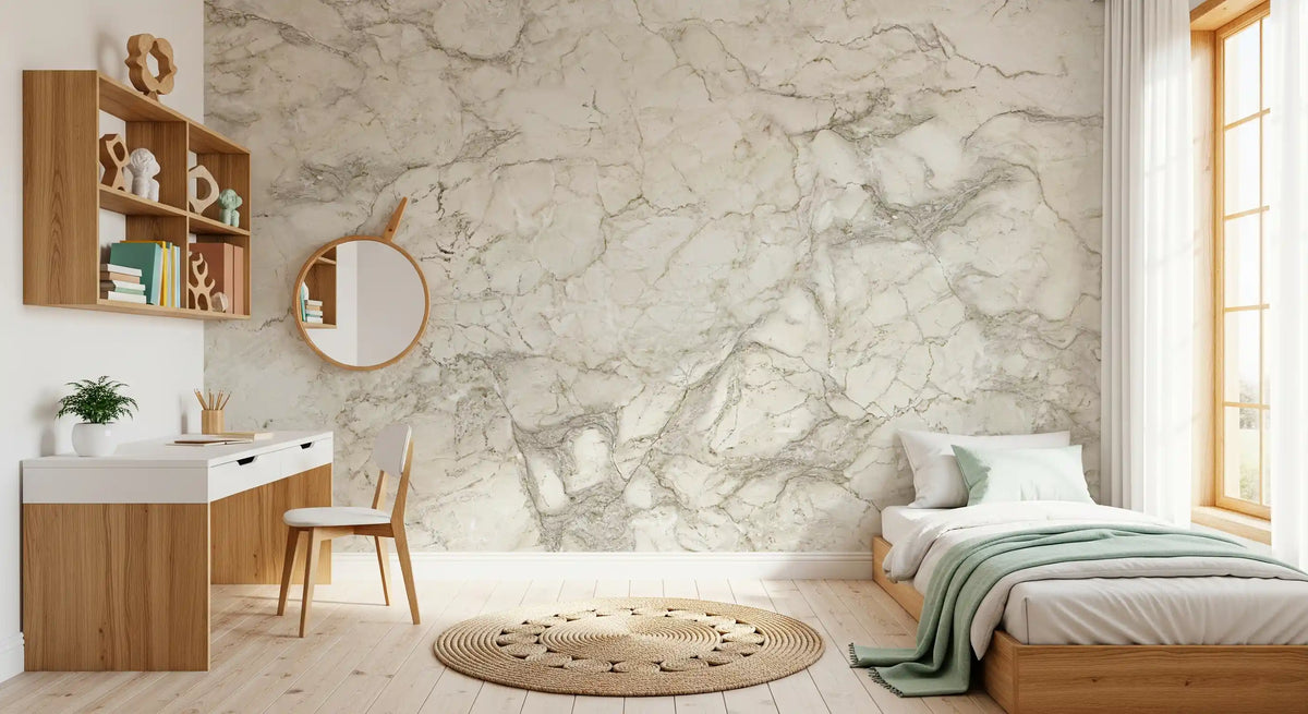 Mural de parede com textura de mármore em pedra creme