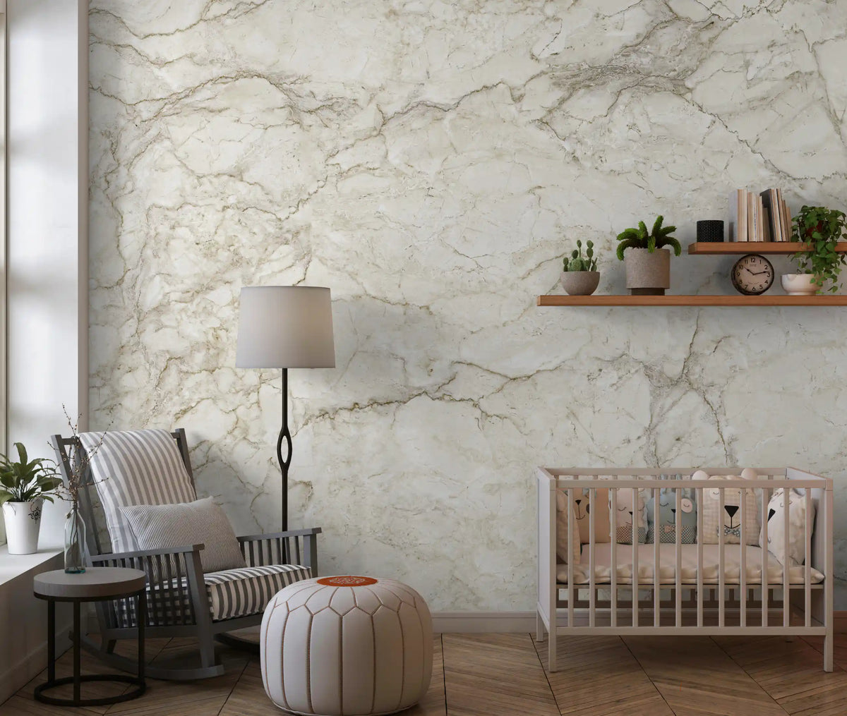 Cream Stone Vein Texture Wall Mural