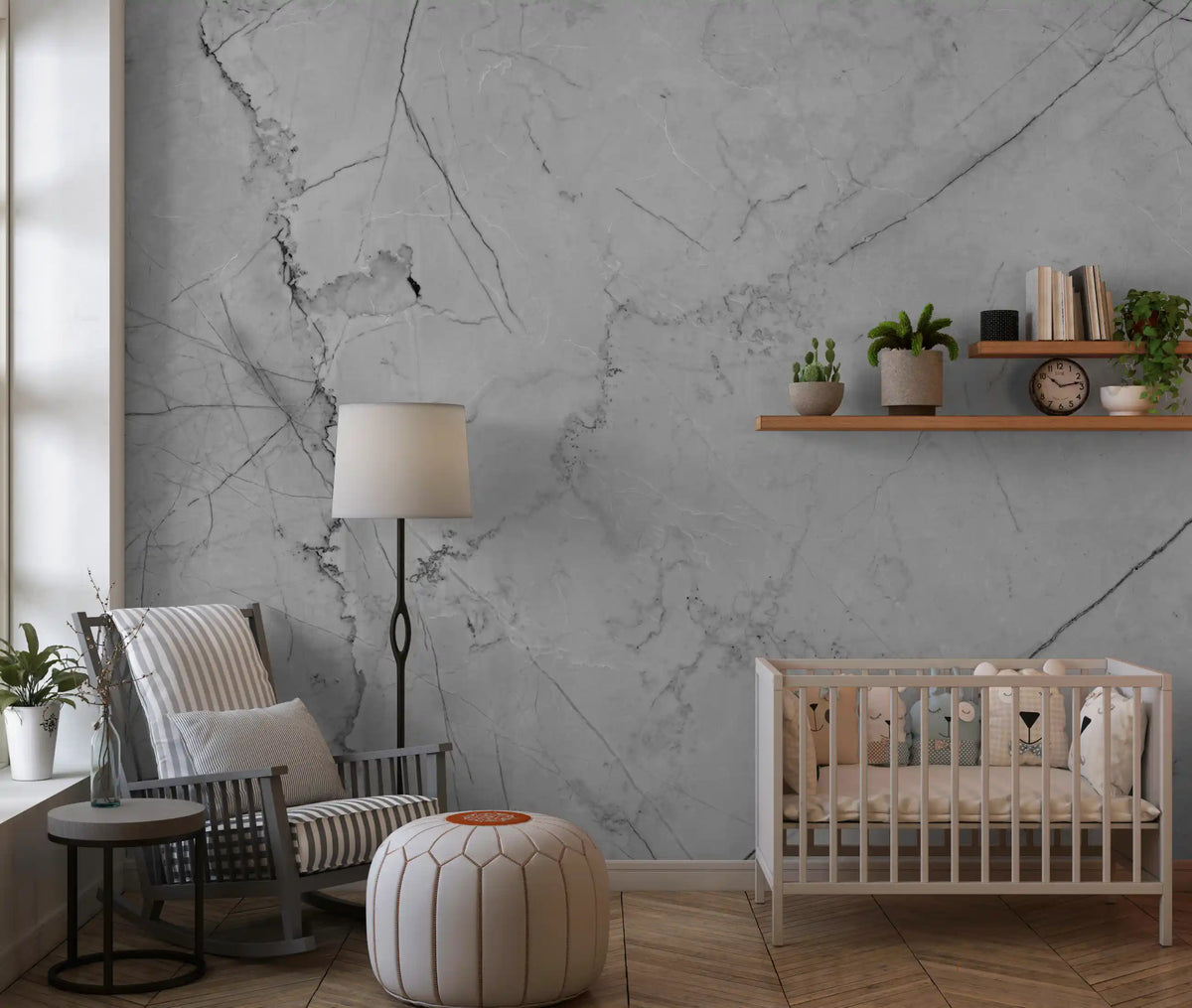 Murale da parete minimalista con venature di marmo grigio