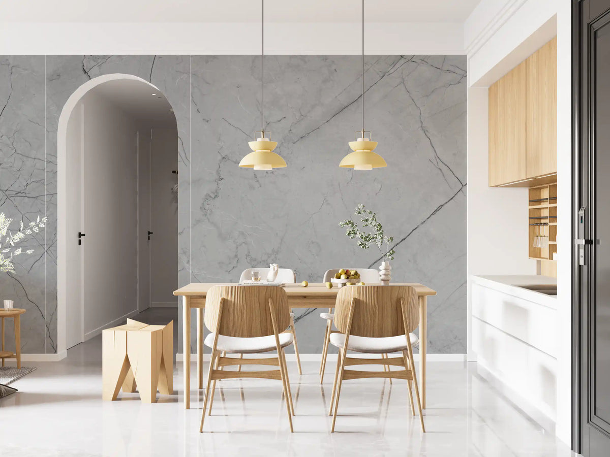 Murale da parete minimalista con venature di marmo grigio