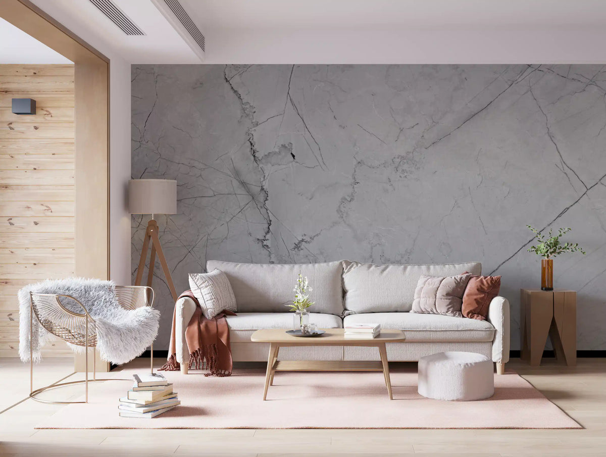 Murale da parete minimalista con venature di marmo grigio