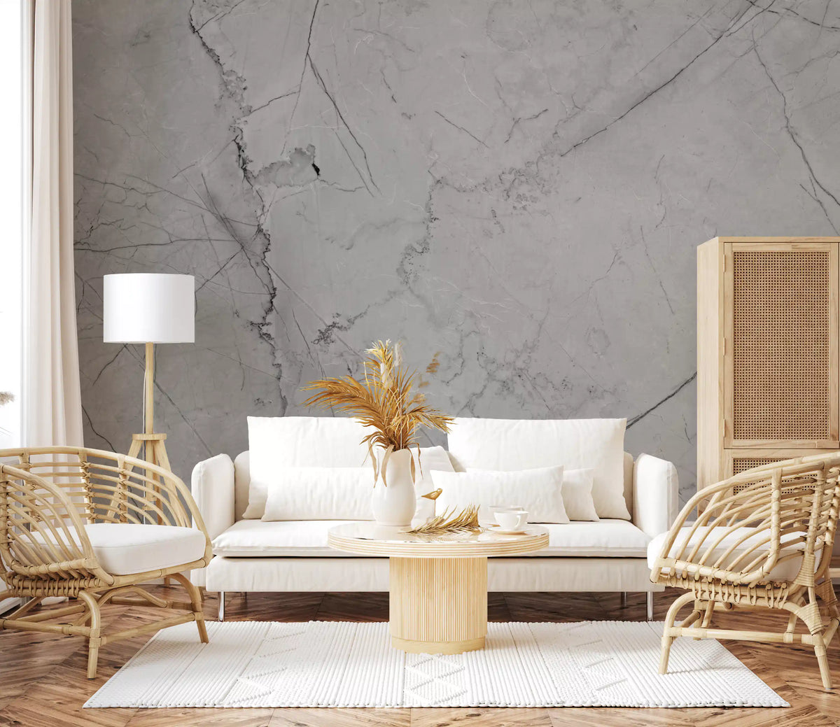 Murale da parete minimalista con venature di marmo grigio