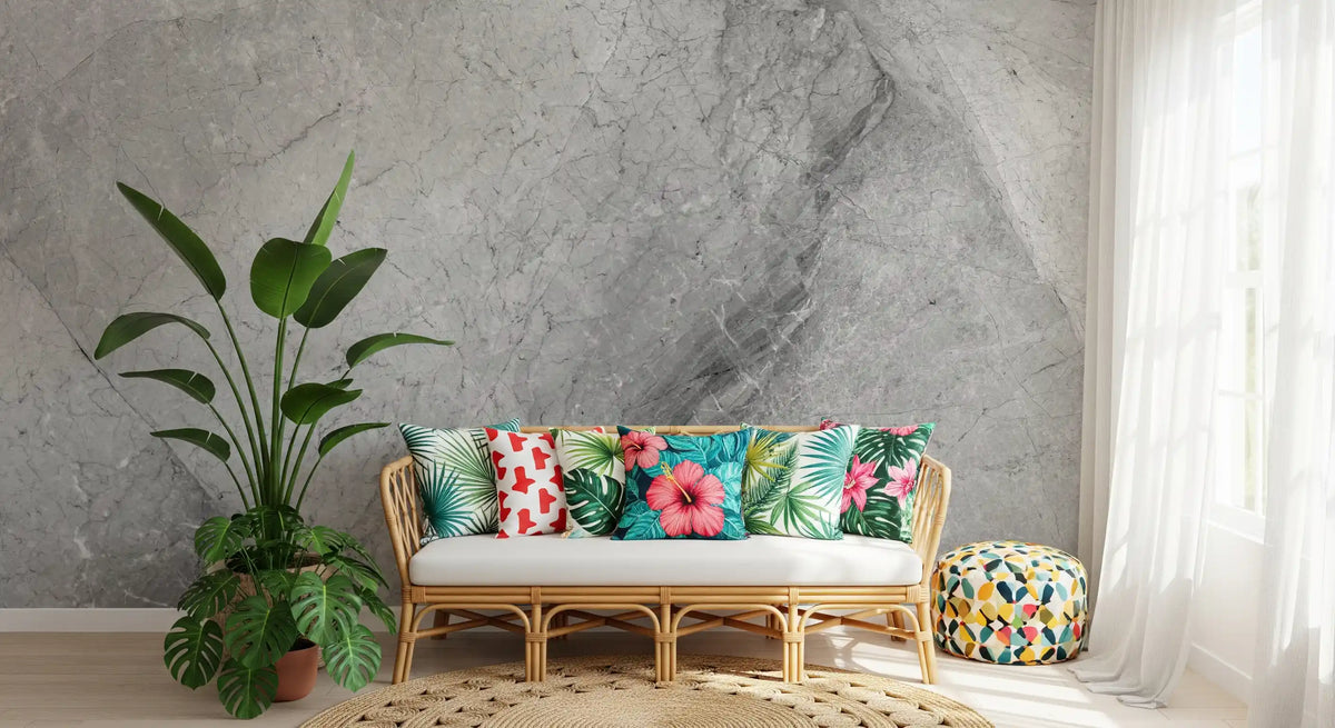 Minimalist Grey Marble Slab Wall Mural