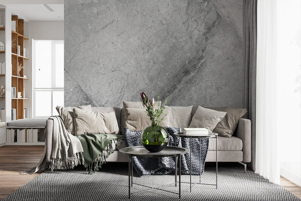 Minimalist Grey Marble Slab Wall Mural