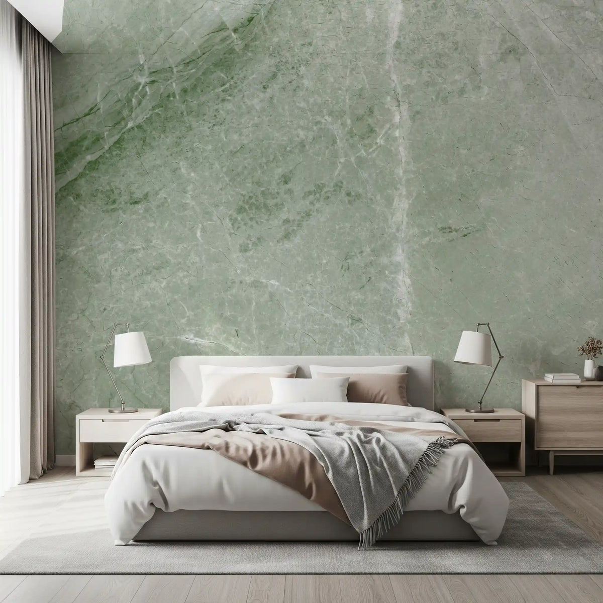 Fotomurale con venature effetto marmo verde salvia