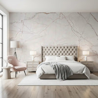 Papier peint panoramique à veinures de marbre crème discrètes