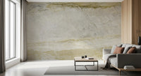 Papier peint panoramique aspect dalle de marbre à veines dorées