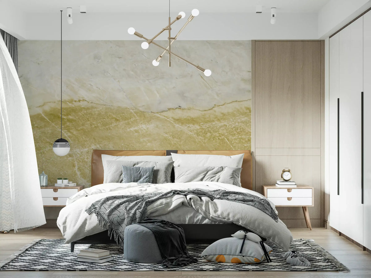 Wanddecoratie met vloeiende steenstructuur in aardetinten