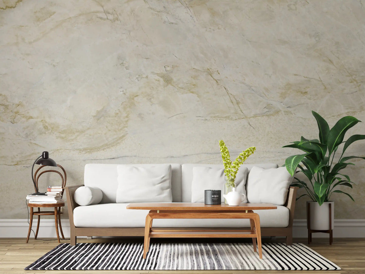 Wandbild mit Marmoradern in Creme und Gold