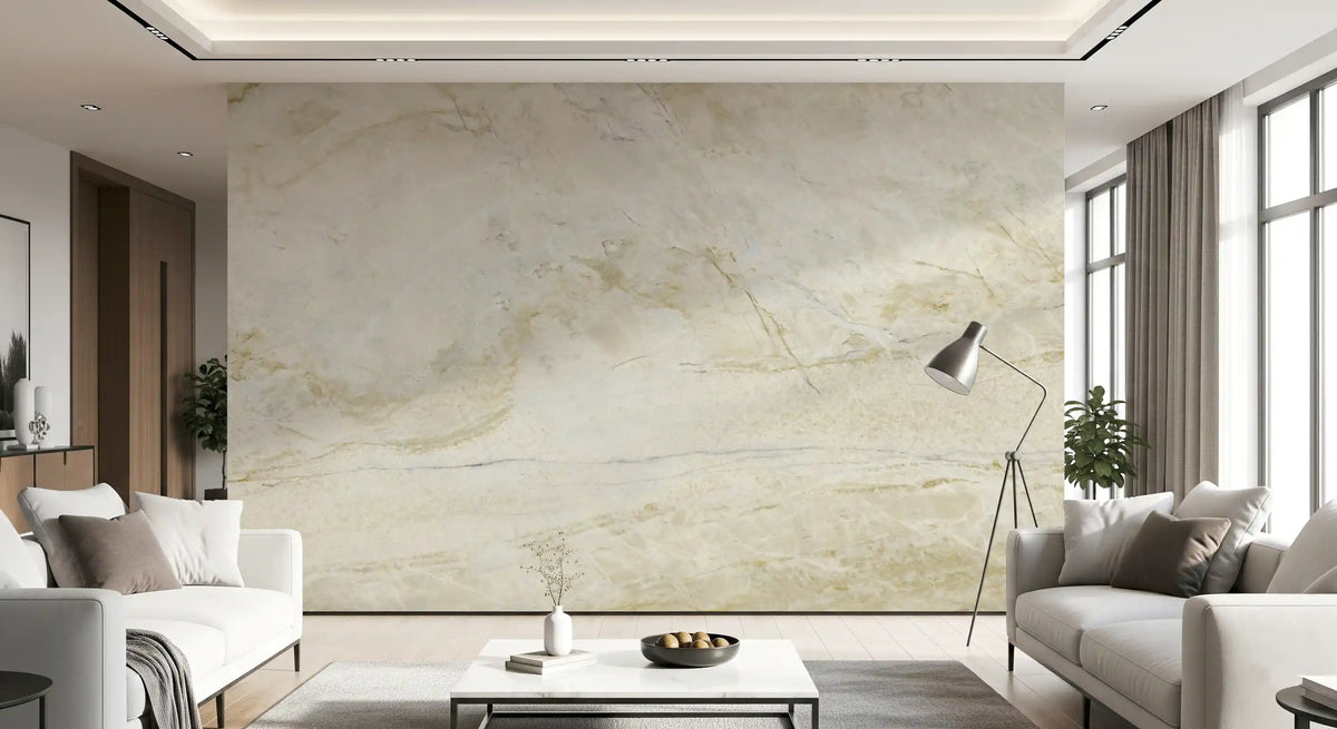 Wandbild mit Marmoradern in Creme und Gold