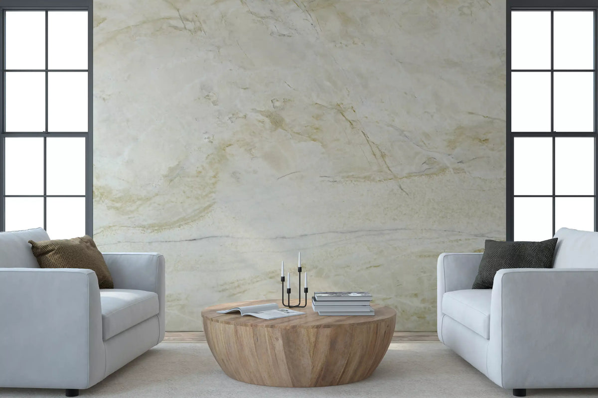 Wandbild mit Marmoradern in Creme und Gold