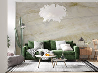 Papier peint mural panoramique en pierre crème veinée d’or