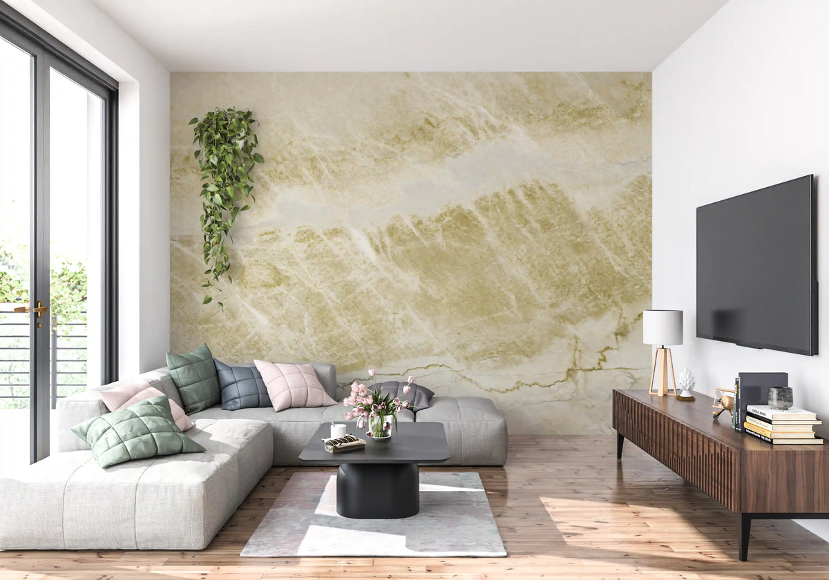Wandbild in Natursteinoptik mit goldenen Adern