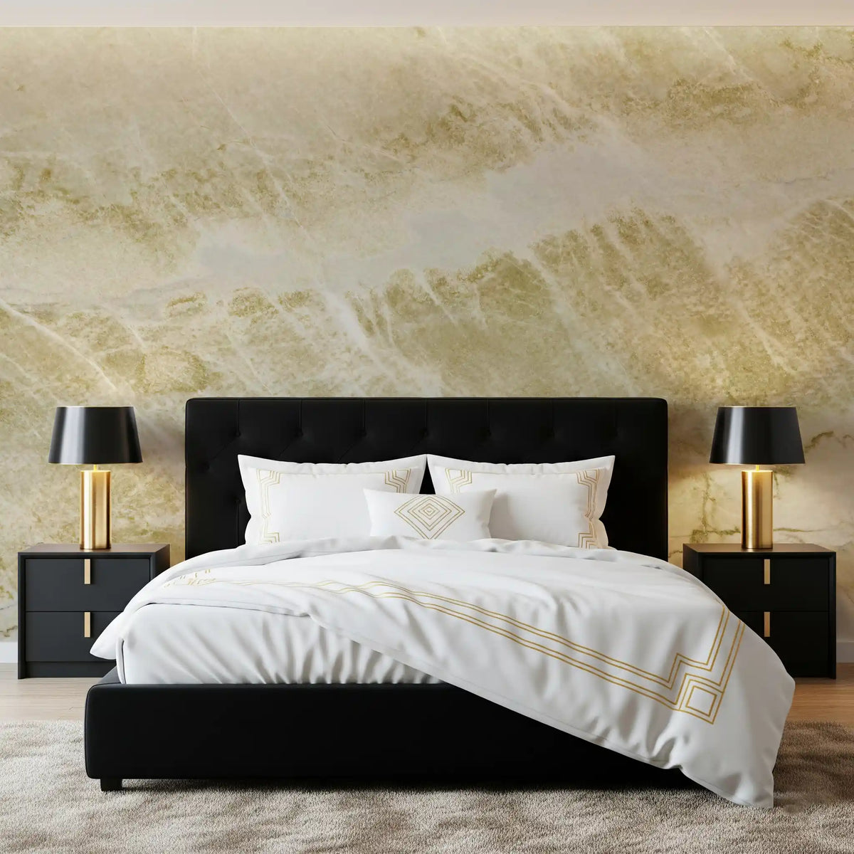 Wandbild in Natursteinoptik mit goldenen Adern