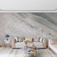 Wandbild mit Marmoraderung in kühlem Grau