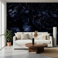 Wandbild mit nachtblauer Pfingstrosenblüte