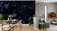 Wandbild mit nachtblauer Pfingstrosenblüte