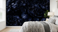 Wandbild mit nachtblauer Pfingstrosenblüte