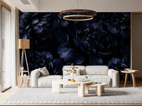 Wandbild mit nachtblauer Pfingstrosenblüte
