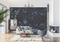 Wandbild mit nachtblauer Pfingstrosenblüte
