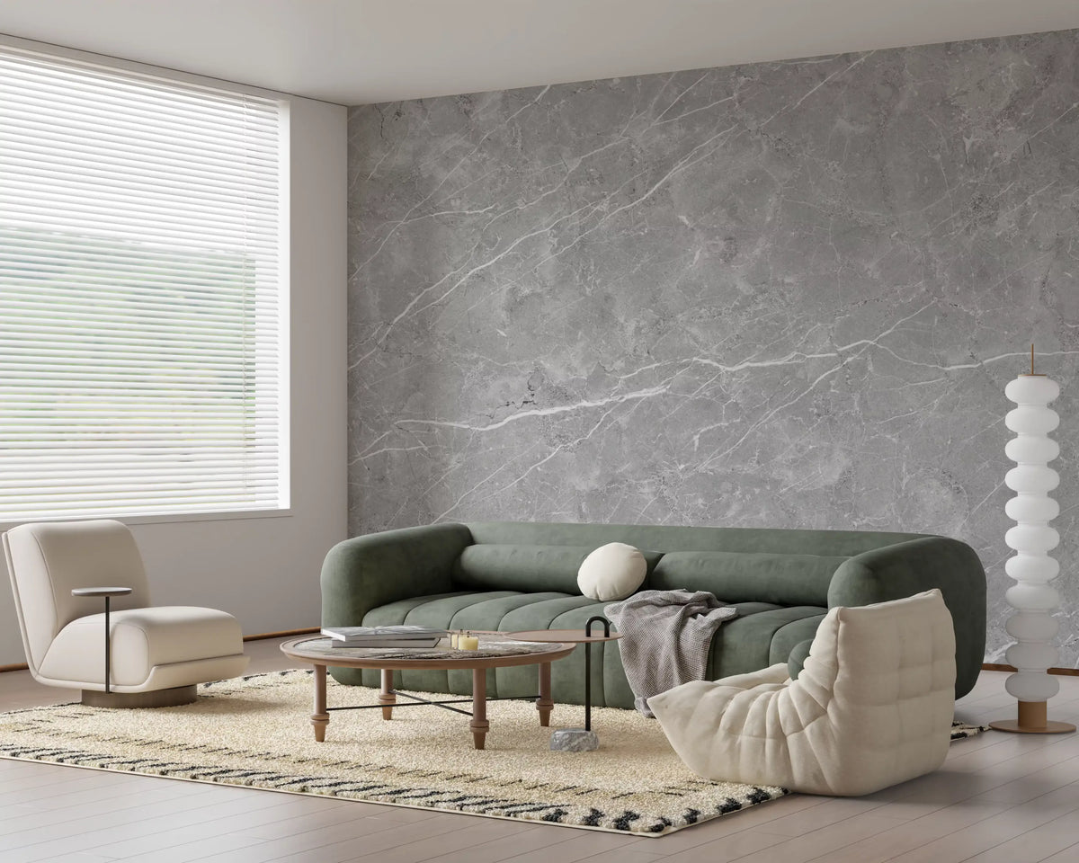 Papier peint mural en marbre gris veiné classique
