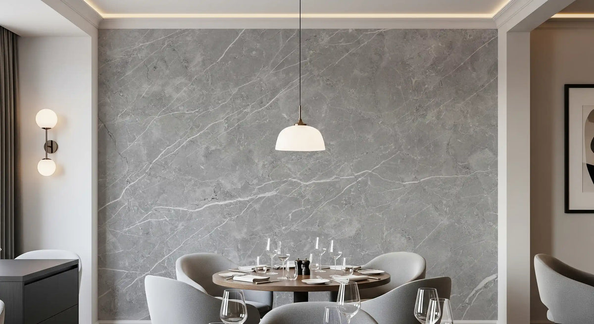 Papier peint mural en marbre gris veiné classique