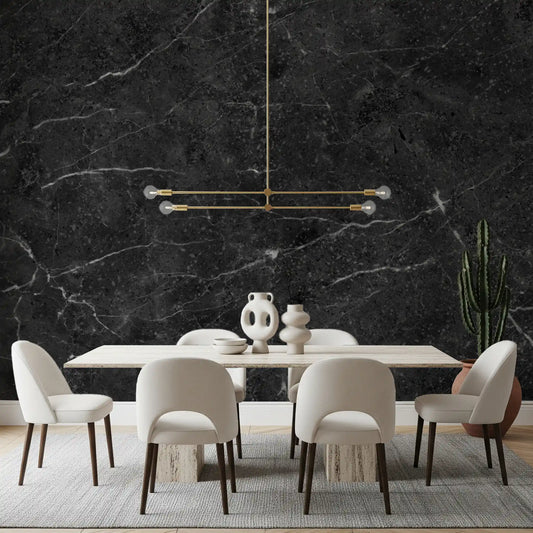 Midnight Slate Veined Marble Wall Mural