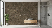Wandbild mit Marmorplatte in Erdtönen