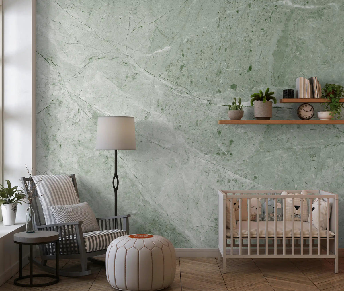 Serene Olive Stone Texture Wall Mural
