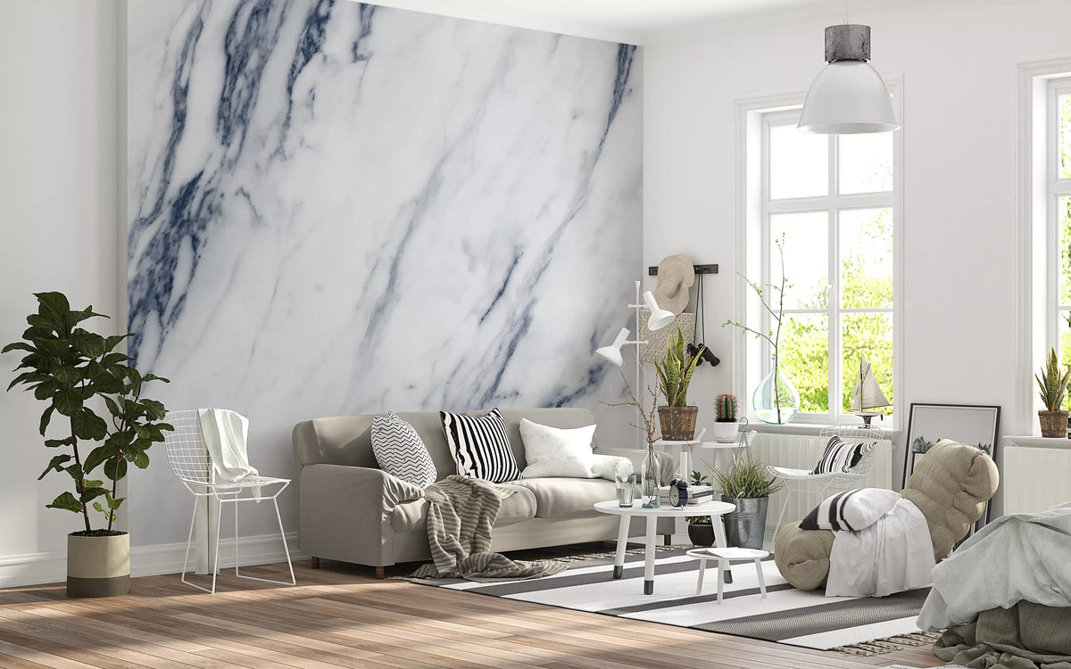 Wandbild mit klassischen blauen und weißen Marmoradern