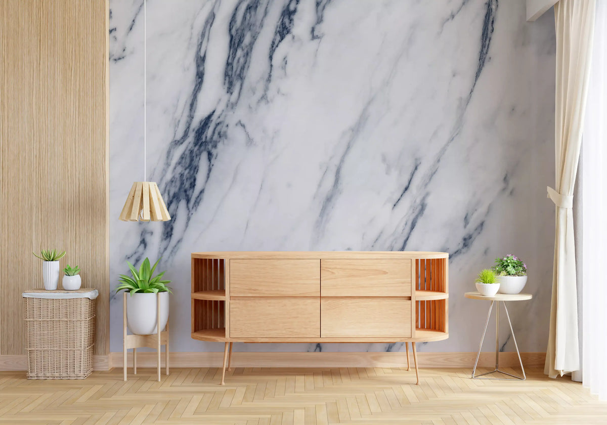 Wandbild mit klassischen blauen und weißen Marmoradern