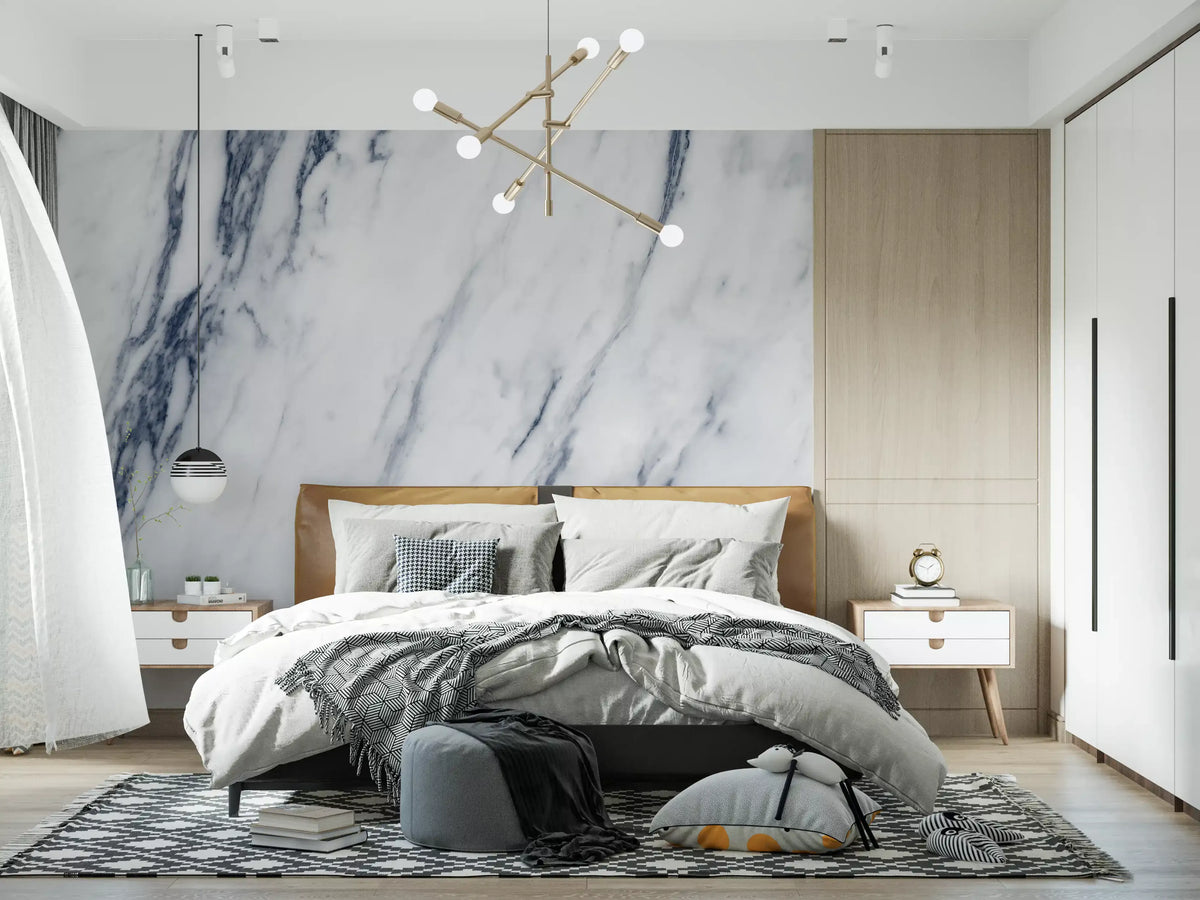 Wandbild mit klassischen blauen und weißen Marmoradern
