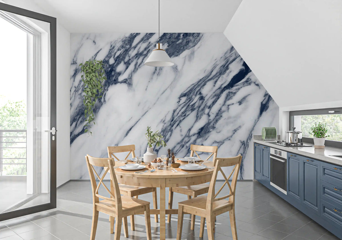Wandbild mit monochromer Marmorader-Textur