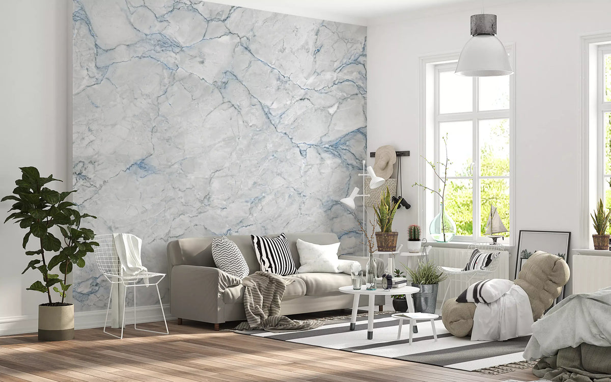 Wandbild mit kühlen blauen Marmoradern