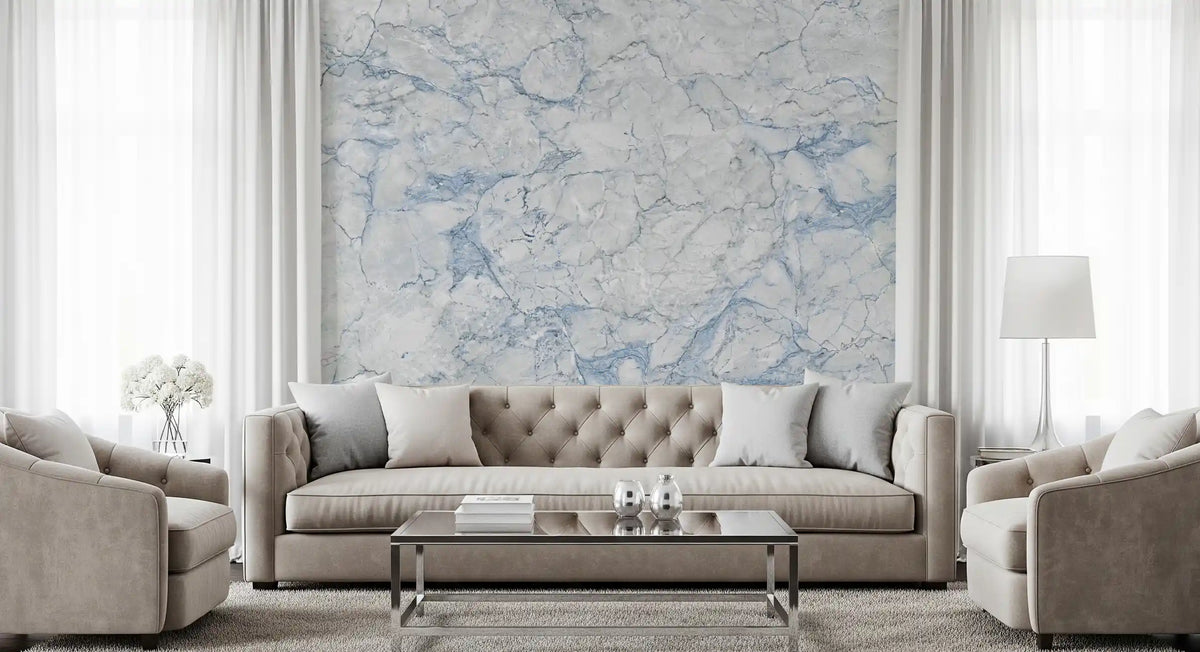 Cool Blue Marble Vein Wall Mural