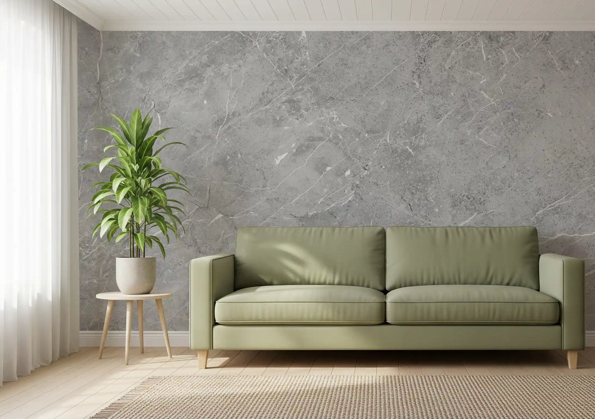 Vægmaleri med minimalistisk tekstur af grå stenplader