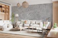Vægmaleri med minimalistisk tekstur af grå stenplader