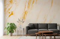Papier peint panoramique en marbre veiné doré