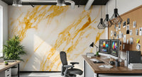 Golden Veined Marble Slab Wall Mural