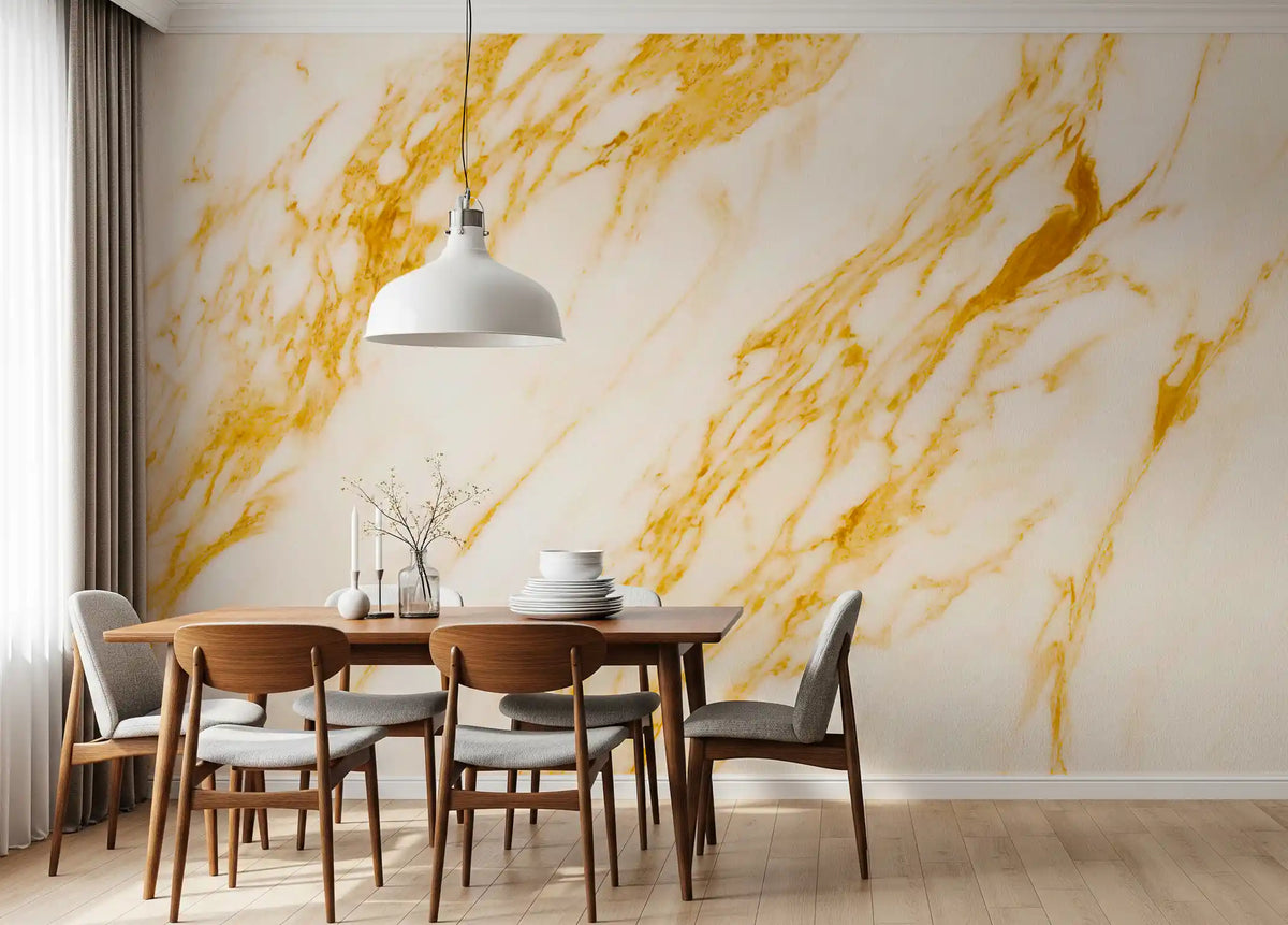Golden Veined Marble Slab Wall Mural