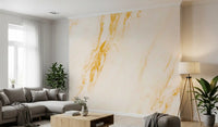 Papier peint panoramique effet veines de marbre doré