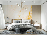 Wandbild mit weißer Marmorplatte und goldenen Adern