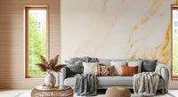 Wandbild mit weißer Marmorplatte und goldenen Adern