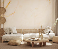 Papier peint panoramique en marbre blanc veiné d’or