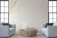 Papier peint panoramique en marbre blanc veiné d’or