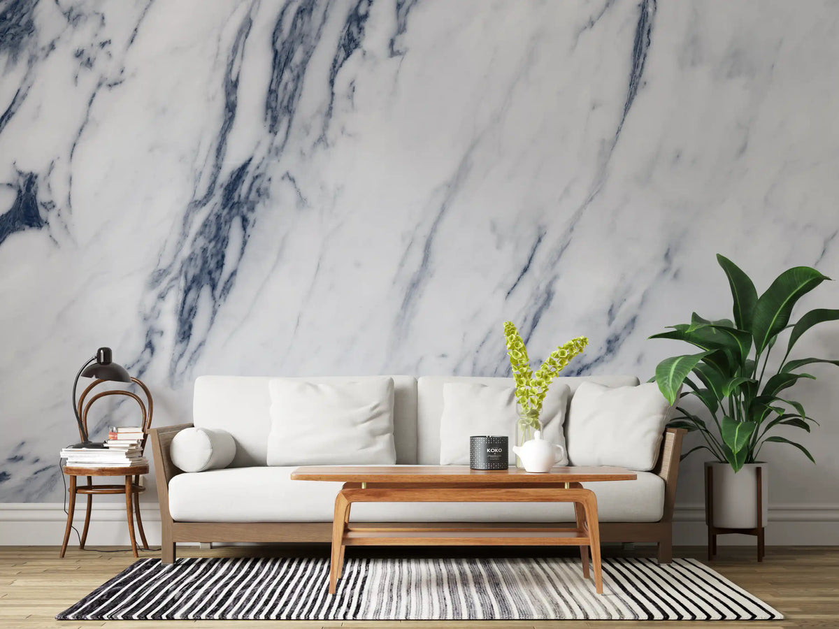 Classic Blue and White Marble Vein Wall Mural