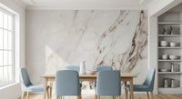 Muurschildering met de textuur van witte Calacatta-steen