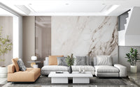 Muurschildering met de textuur van witte Calacatta-steen